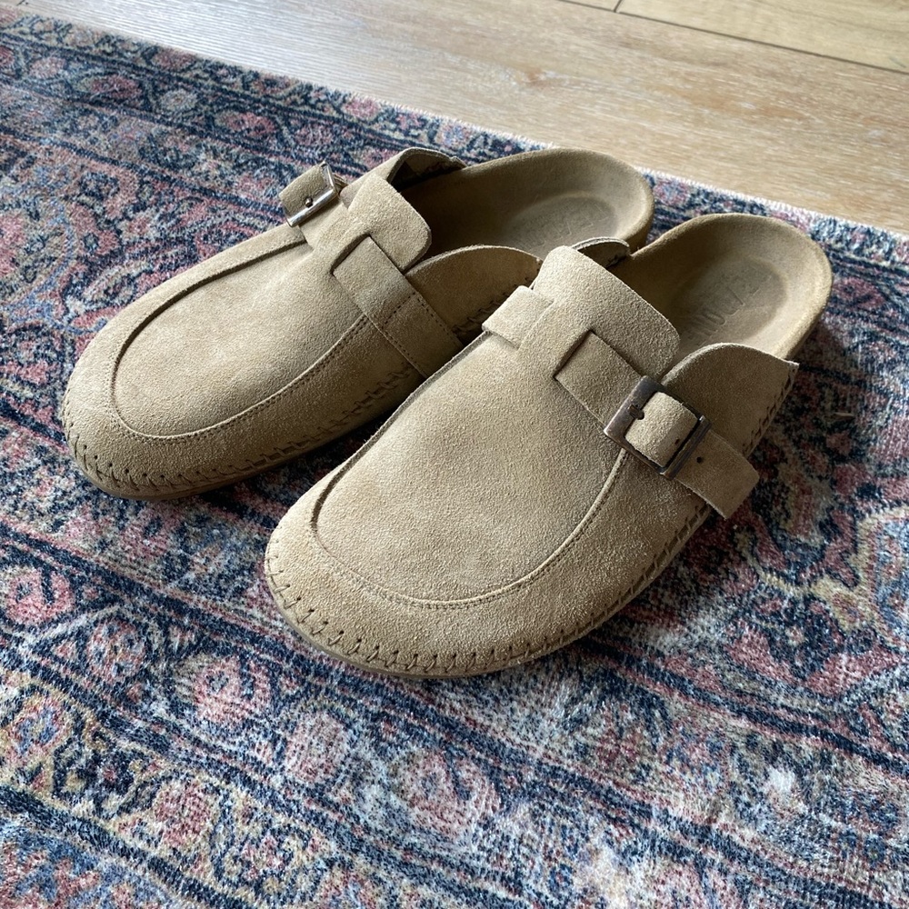 Re/Done Women's Tan Suede Loafers 70’s Moc Suede Slip-On Slides Size 10
